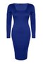 Cobalt Blue Square Neck Body-Fitting Knitwear Dress Tbbaw24Ah00005 - 6