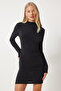 Women's Black Gathered Wrap Sandy Dress Dz00120 - 5