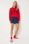 Women's Red Ripped Detailed Knitwear Sweater Dp00215