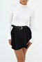Black Belted Woven Short Skirt Tedaw25Sr00010 - 3