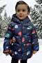 Boy's Fleece Hooded Planet Star Patterned Winter Puffer Jacket & Coat & Parka - 2