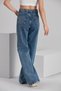 Charlisthon Lycra Women's Blue Medium Snow Super High Waist Loose Leg Denim Jeans Casual Trousers - 4
