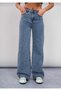 Hardy Medium Blue Snow Wash Lycra Super High Waist Loose Leg Denim Palazzo Pants - 2
