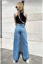 Medium Blue Ricra Loose High Waist Loose Leg Denim Jeans - 4