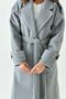 Women's Belt Detailed Double-Breasted Jacket Lapel Long Sleeve Lined Midi Length Gray Coat 9002 - 4