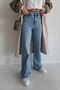 Ciqulata Women's - 90S Blue Non-Fading Loose Lycra High Waist Loose Leg Jeans Palazzo Pants - 2