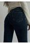Flared Leg Jeans Not Fade Dark Blue Flared Jeans High Waist Denim Trousers - 4