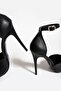 Black Stiletto with Ankle Band and Thin Heels - 7