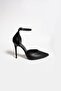 Black Stiletto with Ankle Band and Thin Heels - 4