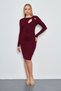 Women's Chest Drop Detailed Long Sleeve Viscose Dress - 4