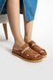 Genuine Leather Women's Slippers - Tan - 3