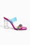 Women's Leather Slippers Pink with Stones - 2
