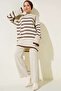 Women's Hijab Thick Winter Horizontal Striped Casual Double Knitwear Set