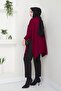 Women's Burgundy Hijab Knitwear Oversize Slit Sweater - 4
