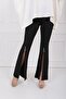 Belted Front Zipper Scuba Crepe Trousers Pnt33379 Black - 7