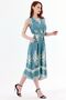 Belt Detailed Long Printed Viscose Gilet Dress |   Elb35653 Water Green