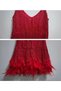 Women's Low-cut Glitter Feather Mini Evening Dress Henna Night Party Graduation After Party Evening Dress - 3