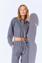 Gray Crop Soft Textured Denim Women's Jean Shirt with Frayed Detail - 9600 - 6