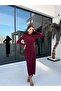 Burgundy Draped Basic Dress - 3
