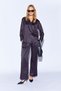 Black Satin Palozzo Cut Women's Trousers with Elastic Waist Ee10009594 - 5