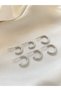 Women's 6-Piece Thick Silver Color Hoop Earrings - 3