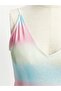 V-Neck Shiny Look Women's Swimsuit - 3