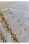 Handmade Pearl Beaded Writing 1 Piece 100X100 cm 4 Edges Hand Embroidered - 2