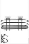 Black Adhesive Bathroom Organizer Shampoo Holder Oval Bathroom Shelf with 4 Hangers Shower Shelf Organizer - 3