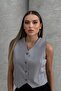 Women's V-Neck Short Double Crepe Woven Vest 3046 - 2