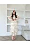Beige Scallop Floor Skirt Belted Long Dress - 4