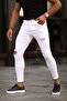 White Ripped Model Lycra Skinny Leg Trousers - 2