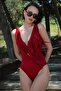 Claret Red Women's Swimsuit 34023 - Tasseled - 7