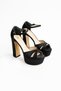 Soft Padded High Platform Black Satin Evening Dress Shoes - 2