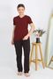 Women's Short Sleeve Cotton Combed Pajama Suit Claret Red 4214 - 6