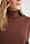 Relax Fit Turtleneck Cashmere Textured Extra Soft Basic Sweater H1651Az22Wn - 4