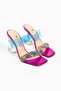 Women's Leather Slippers Pink with Stones - 3