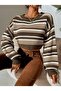 Striped Thessaloniki Knitted Crop Women's Sweater - 6