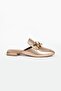 Women's Gold Leather Accessory Detail Slippers - 2