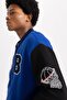 Oversize College Collar Zippered Bomber Cardigan - Back Printed with Pockets A7258Ax23Au - 8