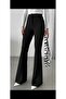 Spanish Leg High Waist Crepe Fabric Black Trousers - 4