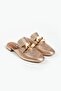 Women's Gold Leather Accessory Detail Slippers - 3