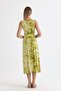 Slit sleeveless Stretch Fabric viscose dress |   Elb35734 peanut green batik - 7