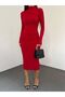 Women's Drawstring Stand Collar Long Sleeve Dress - 2