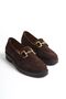 Genuine Suede Leather Brown Buckle Lofer - 2