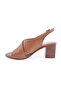 Tan Genuine Leather Women's Heeled Sandals - Cross Strap 65613335 - 3