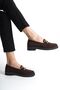 Genuine Suede Leather Brown Buckle Lofer