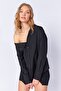 Black Asymmetrical Poplin Lycra Shirt |   Ek1000169256-9256 - 2