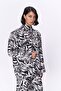 Zebra Patterned Oversize Blazer Jacket Black - 4