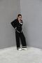 Women's Black 2 Oversize Double-Breasted Cardigan Pants Set Acrylic Knitwear