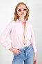 Pink Pocketed Linen Effect Women's Shirt |   Mks163420-01-3420 - 2
